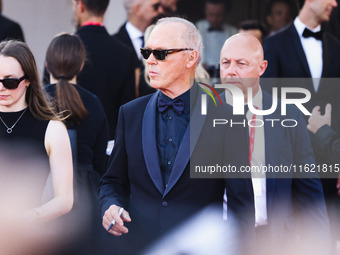 Michael Keaton attends the red carpet for the premiere of Beetlejuice Beetlejuice during the 81st Venice International Film Festival at Pala...