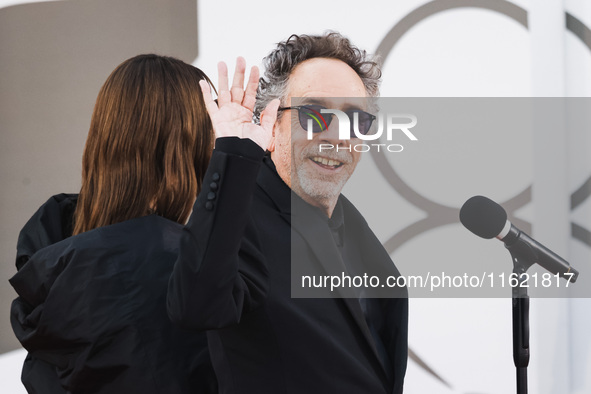 Tim Burton attends the red carpet for the premiere of Beetlejuice Beetlejuice during the 81st Venice International Film Festival at Palazzo...