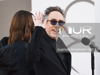 Tim Burton attends the red carpet for the premiere of Beetlejuice Beetlejuice during the 81st Venice International Film Festival at Palazzo...