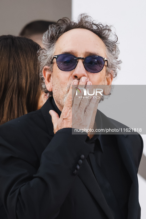 Tim Burton attends the red carpet for the premiere of Beetlejuice Beetlejuice during the 81st Venice International Film Festival at Palazzo...