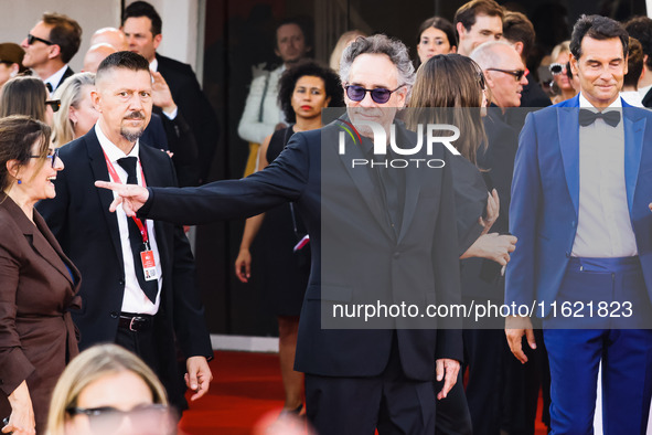 Tim Burton attends the red carpet for the premiere of Beetlejuice Beetlejuice during the 81st Venice International Film Festival at Palazzo...