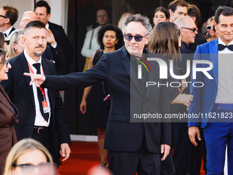 Tim Burton attends the red carpet for the premiere of Beetlejuice Beetlejuice during the 81st Venice International Film Festival at Palazzo...