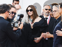 Monica Bellucci attends the red carpet for the premiere of Beetlejuice Beetlejuice during the 81st Venice International Film Festival at Pal...