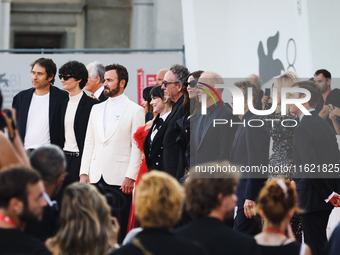 The cast attends the red carpet for the premiere of Beetlejuice Beetlejuice during the 81st Venice International Film Festival at Palazzo de...