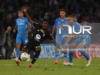 Warren Bondo of AC Monza competes for the ball with Stanislav Lobotka of SSC Napoli during the Serie A match between SSC Napoli and AC Monza...