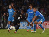 Warren Bondo of AC Monza competes for the ball with Stanislav Lobotka of SSC Napoli during the Serie A match between SSC Napoli and AC Monza...