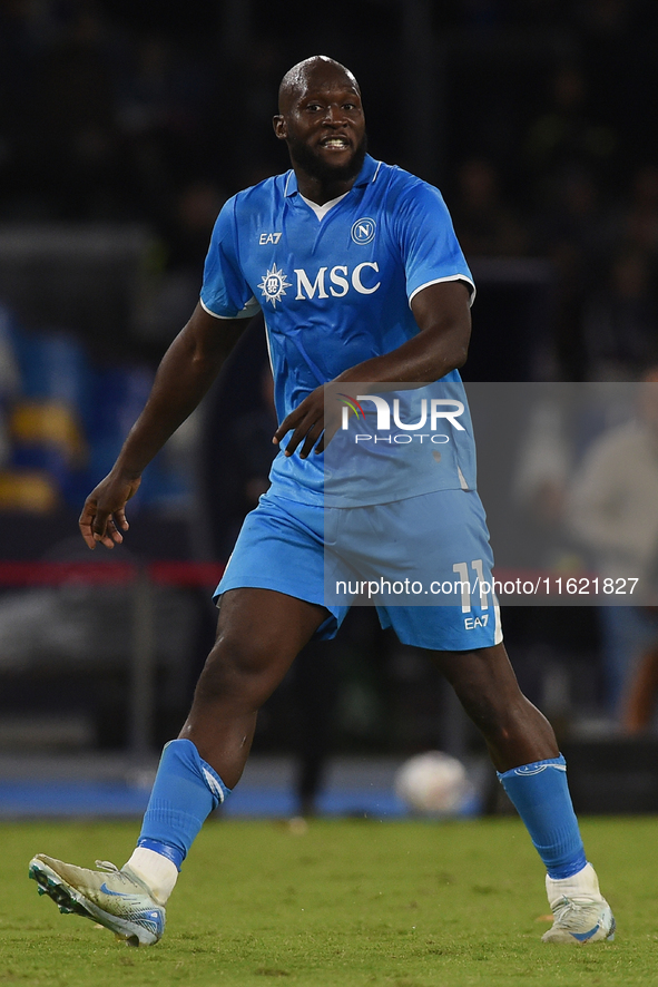 Romelu Lukaku of SSC Napoli during the Serie A match between SSC Napoli and AC Monza at Stadio Diego Armando Maradona Naples Italy on 29 Sep...