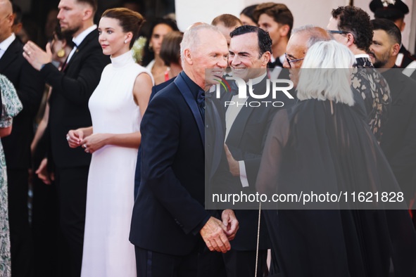 Michael Keaton attends the red carpet for the premiere of Beetlejuice Beetlejuice during the 81st Venice International Film Festival at Pala...