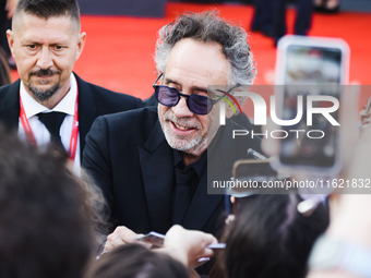 Tim Burton attends the red carpet for the premiere of Beetlejuice Beetlejuice during the 81st Venice International Film Festival at Palazzo...