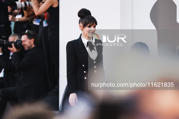 Winona Ryder attends the red carpet for the premiere of Beetlejuice Beetlejuice during the 81st Venice International Film Festival at Palazz...