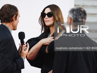 Monica Bellucci attends the red carpet for the premiere of Beetlejuice Beetlejuice during the 81st Venice International Film Festival at Pal...