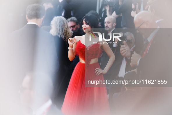 Jenna Ortega attends the red carpet for the premiere of Beetlejuice Beetlejuice during the 81st Venice International Film Festival at Palazz...