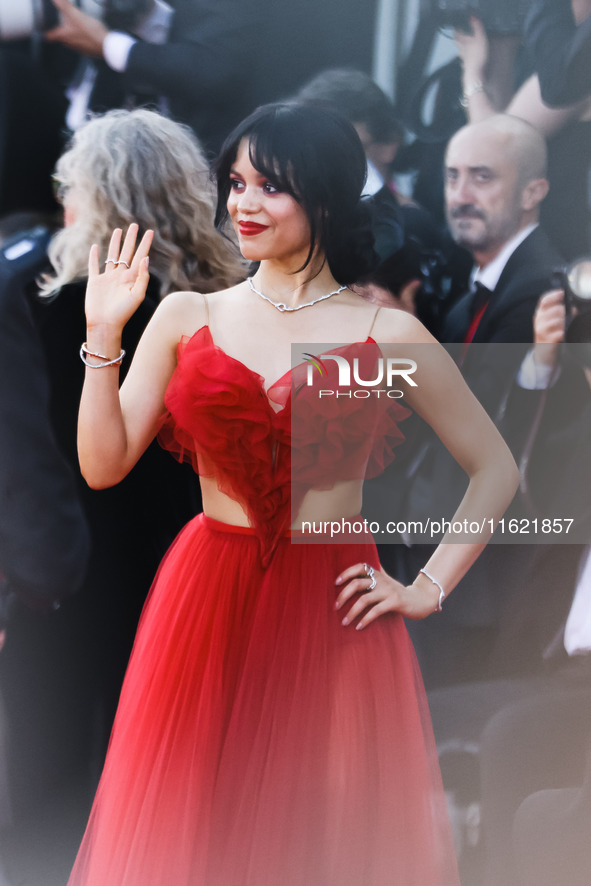 Jenna Ortega attends the red carpet for the premiere of Beetlejuice Beetlejuice during the 81st Venice International Film Festival at Palazz...