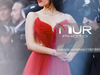 Jenna Ortega attends the red carpet for the premiere of Beetlejuice Beetlejuice during the 81st Venice International Film Festival at Palazz...