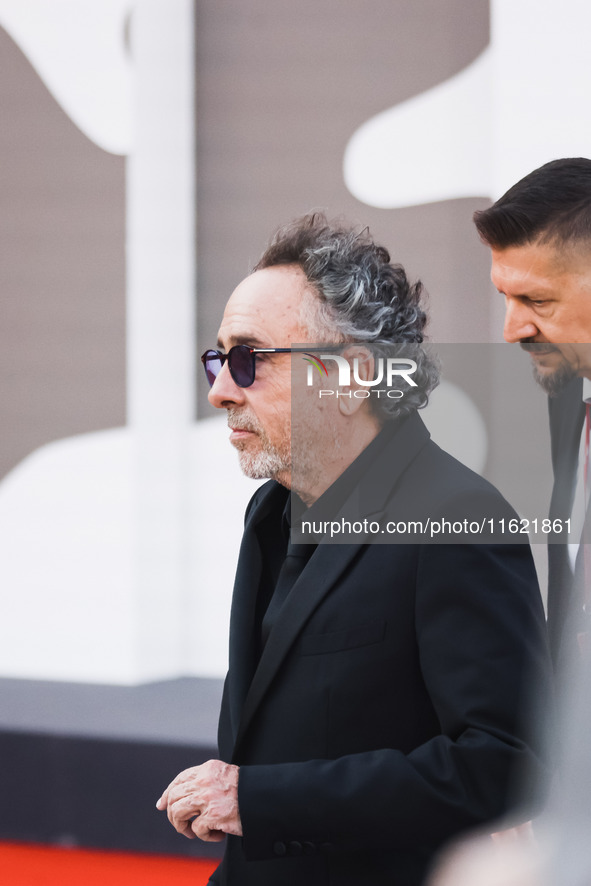 Tim Burton attends the red carpet for the premiere of Beetlejuice Beetlejuice during the 81st Venice International Film Festival at Palazzo...