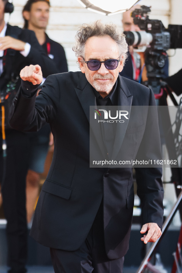 Tim Burton attends the red carpet for the premiere of Beetlejuice Beetlejuice during the 81st Venice International Film Festival at Palazzo...