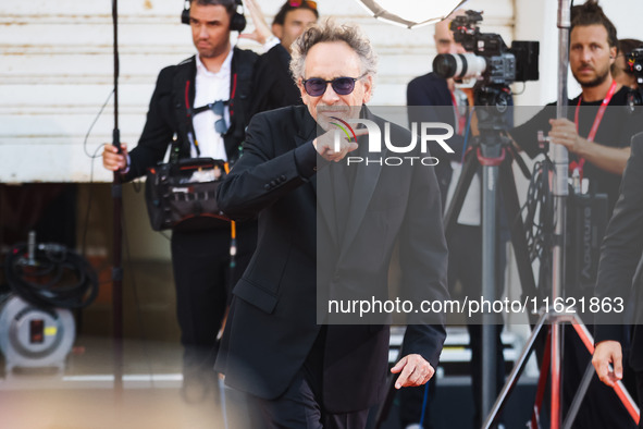 Tim Burton attends the red carpet for the premiere of Beetlejuice Beetlejuice during the 81st Venice International Film Festival at Palazzo...