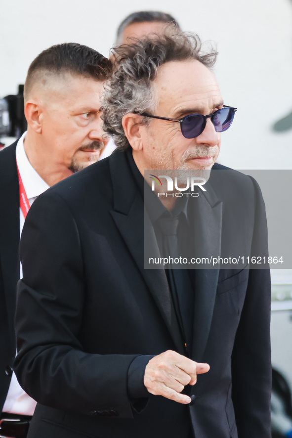 Tim Burton attends the red carpet for the premiere of Beetlejuice Beetlejuice during the 81st Venice International Film Festival at Palazzo...