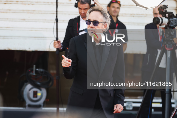 Tim Burton attends the red carpet for the premiere of Beetlejuice Beetlejuice during the 81st Venice International Film Festival at Palazzo...