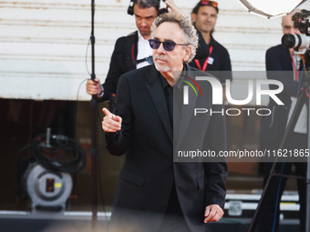 Tim Burton attends the red carpet for the premiere of Beetlejuice Beetlejuice during the 81st Venice International Film Festival at Palazzo...