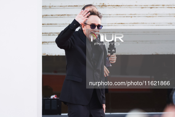 Tim Burton attends the red carpet for the premiere of Beetlejuice Beetlejuice during the 81st Venice International Film Festival at Palazzo...