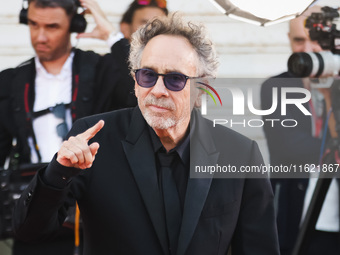 Tim Burton attends the red carpet for the premiere of Beetlejuice Beetlejuice during the 81st Venice International Film Festival at Palazzo...