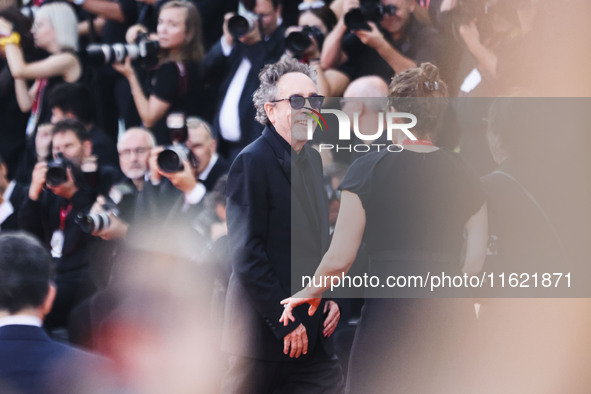 Tim Burton attends the red carpet for the premiere of Beetlejuice Beetlejuice during the 81st Venice International Film Festival at Palazzo...