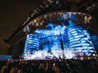 Lazza performs live during the Locura Opera N. 1 Tour at Piazzale Angelo Moratti in front of San Siro Stadium in Milan, Italy, on September...