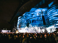 Lazza performs live during the Locura Opera N. 1 Tour at Piazzale Angelo Moratti in front of San Siro Stadium in Milan, Italy, on September...