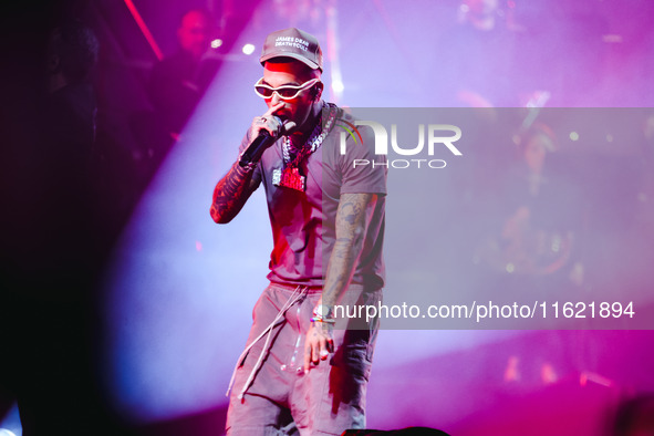 Sfera Ebbasta performs live during the Locura Opera N. 1 Tour at Piazzale Angelo Moratti in front of San Siro Stadium in Milan, Italy, on Se...