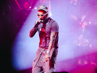 Sfera Ebbasta performs live during the Locura Opera N. 1 Tour at Piazzale Angelo Moratti in front of San Siro Stadium in Milan, Italy, on Se...