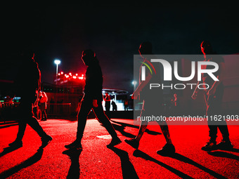 Lazza performs live during the Locura Opera N. 1 Tour at Piazzale Angelo Moratti in front of San Siro Stadium in Milan, Italy, on September...