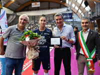 Recognition for #5 Ilaria Spirito of Chieri '76, Olympic gold medalist in Paris 2024, during the International Trophy ''Una squadra per un s...