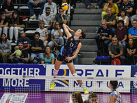 Lucille Giquel of Chieri '76 is in action during the International Trophy ''Una squadra per un sorriso,'' Final 1st-2nd place match between...