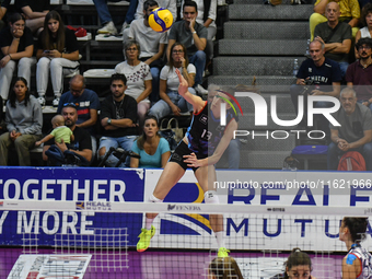 Lucille Giquel of Chieri '76 is in action during the International Trophy ''Una squadra per un sorriso,'' Final 1st-2nd place match between...