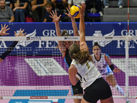 Kiera Van Ryk of VakifBank Spor Kulubu is in action during the International Trophy ''Una squadra per un sorriso,'' Final 1st-2nd place matc...