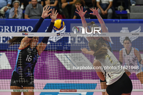 Kiera Van Ryk of VakifBank Spor Kulubu is in action during the International Trophy ''Una squadra per un sorriso,'' Final 1st-2nd place matc...