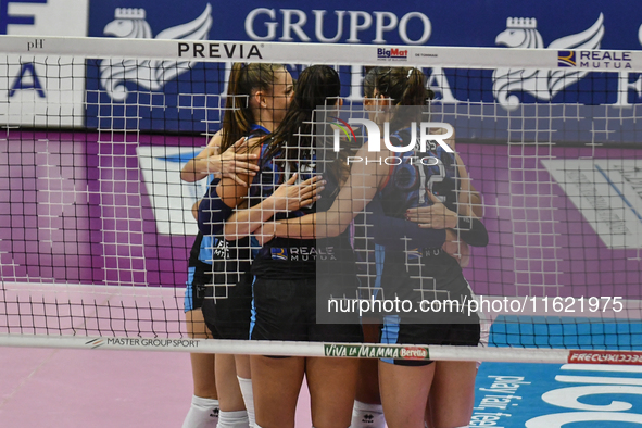 Reale Mutua Fenera Chieri '76 celebrates a point during the team's International Trophy ''Una squadra per un sorriso,'' Final 1st-2nd place...