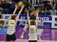 Marina Markova of VakifBank Spor Kulubu blocks the attack during the International Trophy ''Una squadra per un sorriso,'' Final 1st-2nd plac...