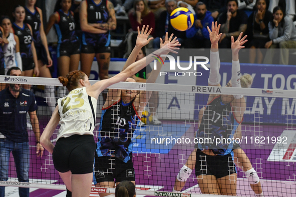 Marina Markova of VakifBank Spor Kulubu is in action during the International Trophy ''Una squadra per un sorriso,'' Final 1st-2nd place mat...