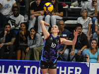 Sarah Van Aalen of Chieri '76 is in action during the International Trophy ''Una squadra per un sorriso,'' Final 1st-2nd place match between...