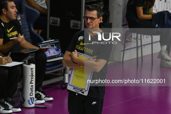 Giovanni Guidetti coaches VakifBank Spor Kulubu during the International Trophy ''Una squadra per un sorriso,'' Final 1st-2nd place match be...