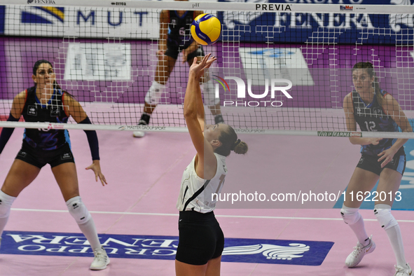 #11 Sila Caliskan of VakifBank Spor Kulubu is in action during the International Trophy ''Una squadra per un sorriso,'' Final 1st-2nd place...