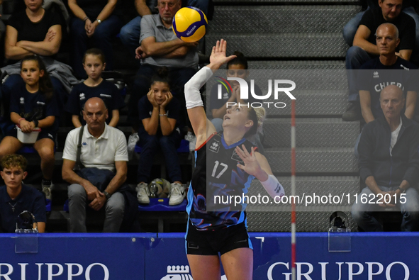 Anna Gray of Chieri '76 is in action during the International Trophy ''Una squadra per un sorriso,'' Final 1st-2nd place match between Reale...