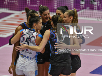 Reale Mutua Fenera Chieri '76 celebrates a point during the team's International Trophy ''Una squadra per un sorriso,'' Final 1st-2nd place...