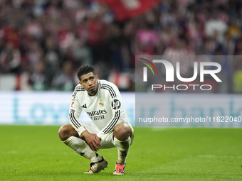 Jude Bellingham central midfield of Real Madrid and England after Atletico goal during the LaLiga match between Atletico de Madrid and Real...