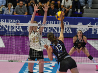 Lucille Giquel of Chieri '76 is in action during the International Trophy ''Una squadra per un sorriso,'' Final 1st-2nd place match between...