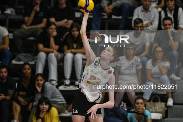 Marina Markova of VakifBank Spor Kulubu is in action during the International Trophy ''Una squadra per un sorriso,'' Final 1st-2nd place mat...