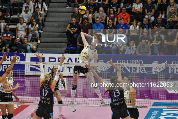 Marina Markova of VakifBank Spor Kulubu is in action during the International Trophy ''Una squadra per un sorriso,'' Final 1st-2nd place mat...