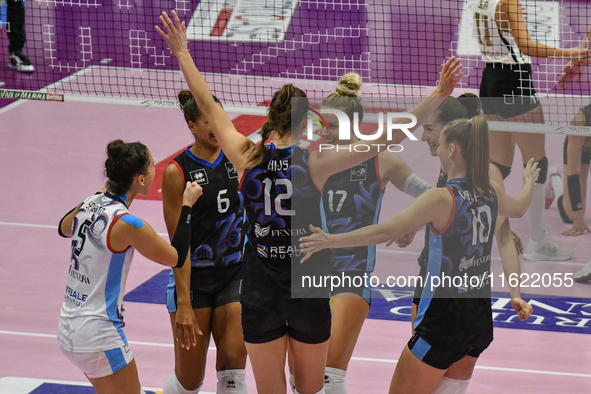 Reale Mutua Fenera Chieri '76 celebrates a point during the team's International Trophy ''Una squadra per un sorriso,'' Final 1st-2nd place...